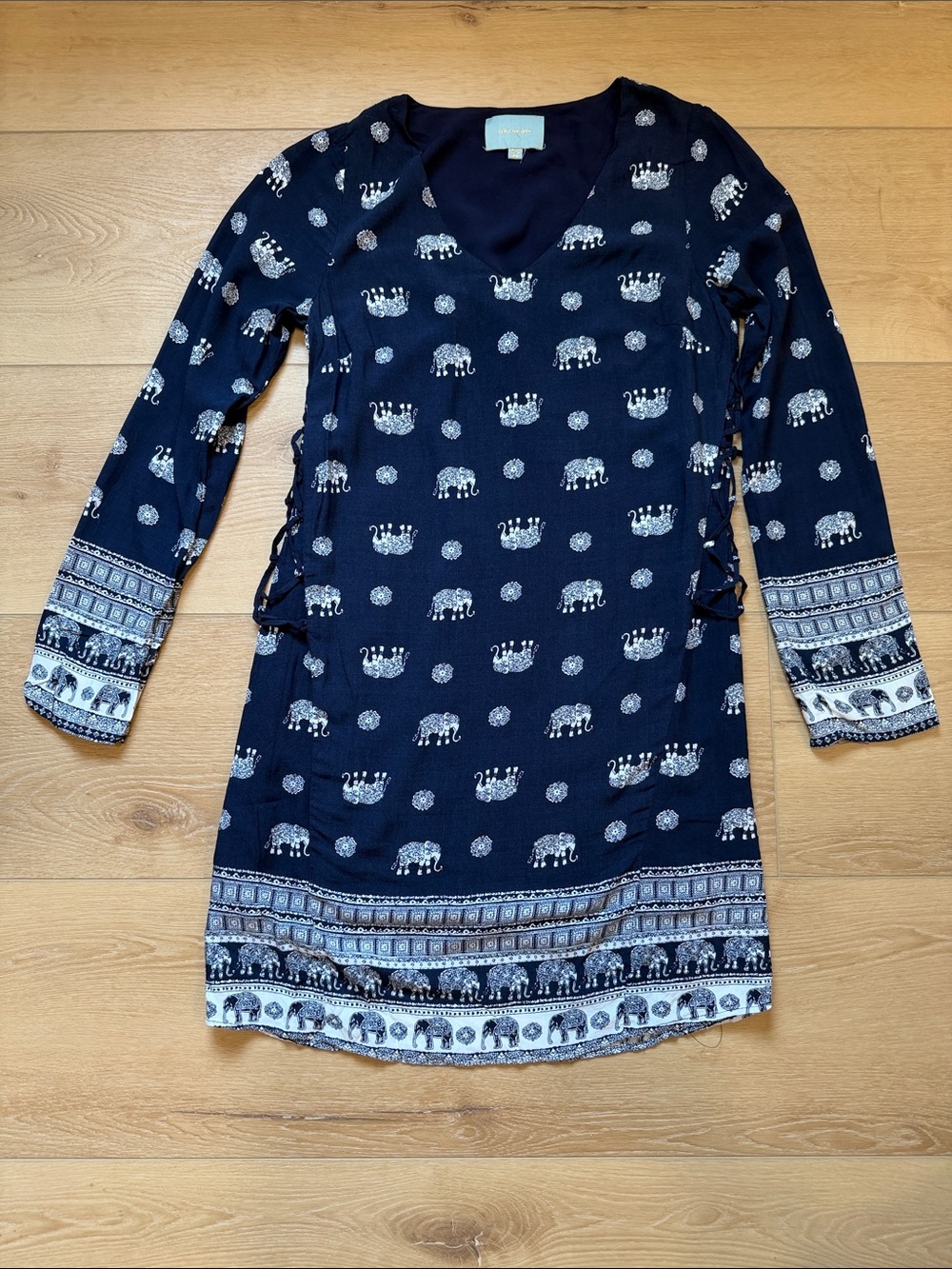 Skies are Blue - Navy & White Elephant Dress